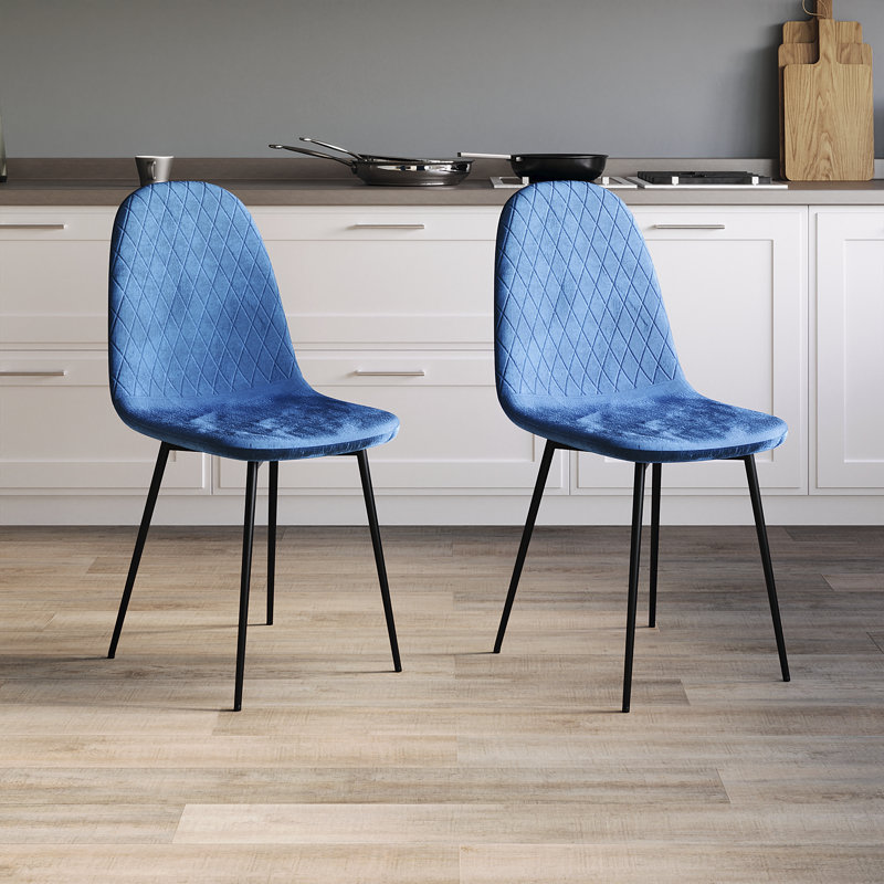 Dining Chairs Upholstered Fabric Seat Kitchen Dining Room Furniture, UKFR Certified, Blue