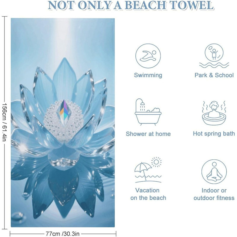 Serviette de plage en microfibre à séchage rapide, 50 x 60 po