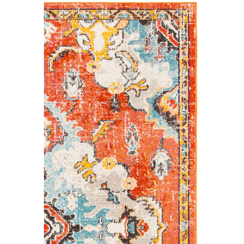 Kathryn Oriental Orange Area Rug, Rectangle 9' x 12'