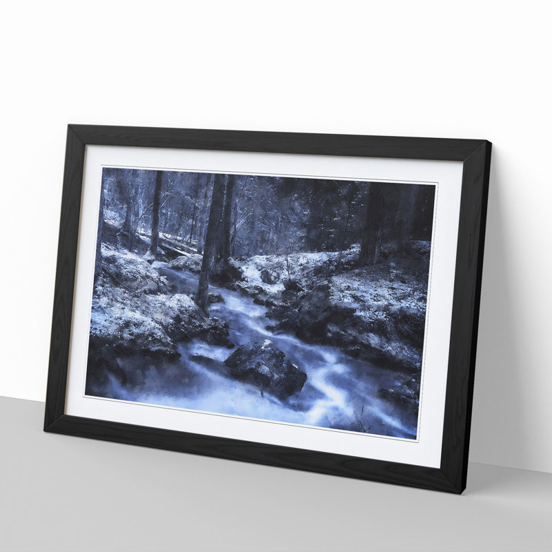 Forest Stream Vol.1 - Framed Print, 48cm H x 65cm W x 2cm D, Black Framed