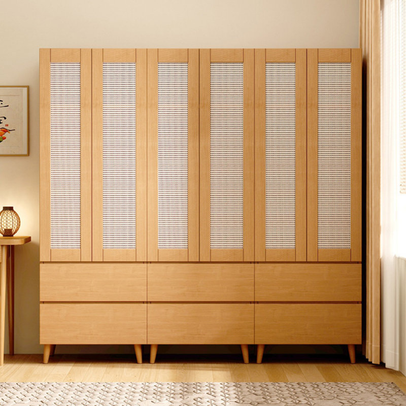 Rattan And Solid Wood Wardrobe