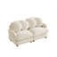 Canapé 2 places en chenille avec sièges profonds et 4 coussins ronds, beige-133424372