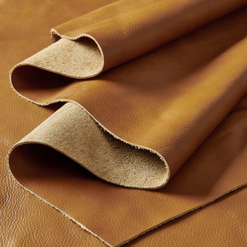 Brentkil Top-Grain Leather Reclining Modular Sectional, Ginger Top Grain Leather