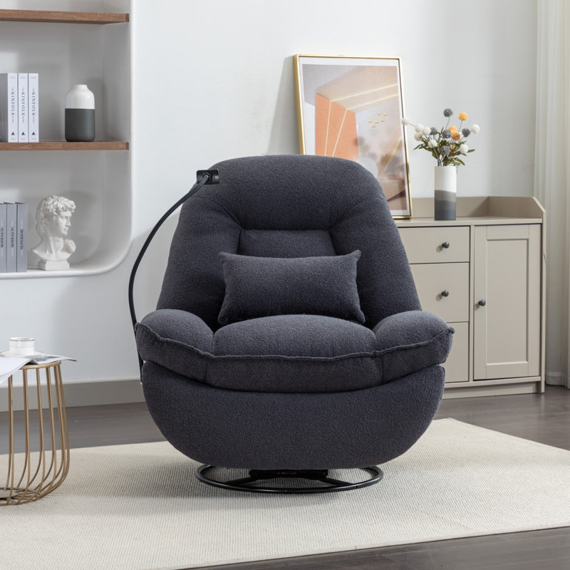 Antwonn 100cm Wide Swivel Standard Recliner, Dark Grey