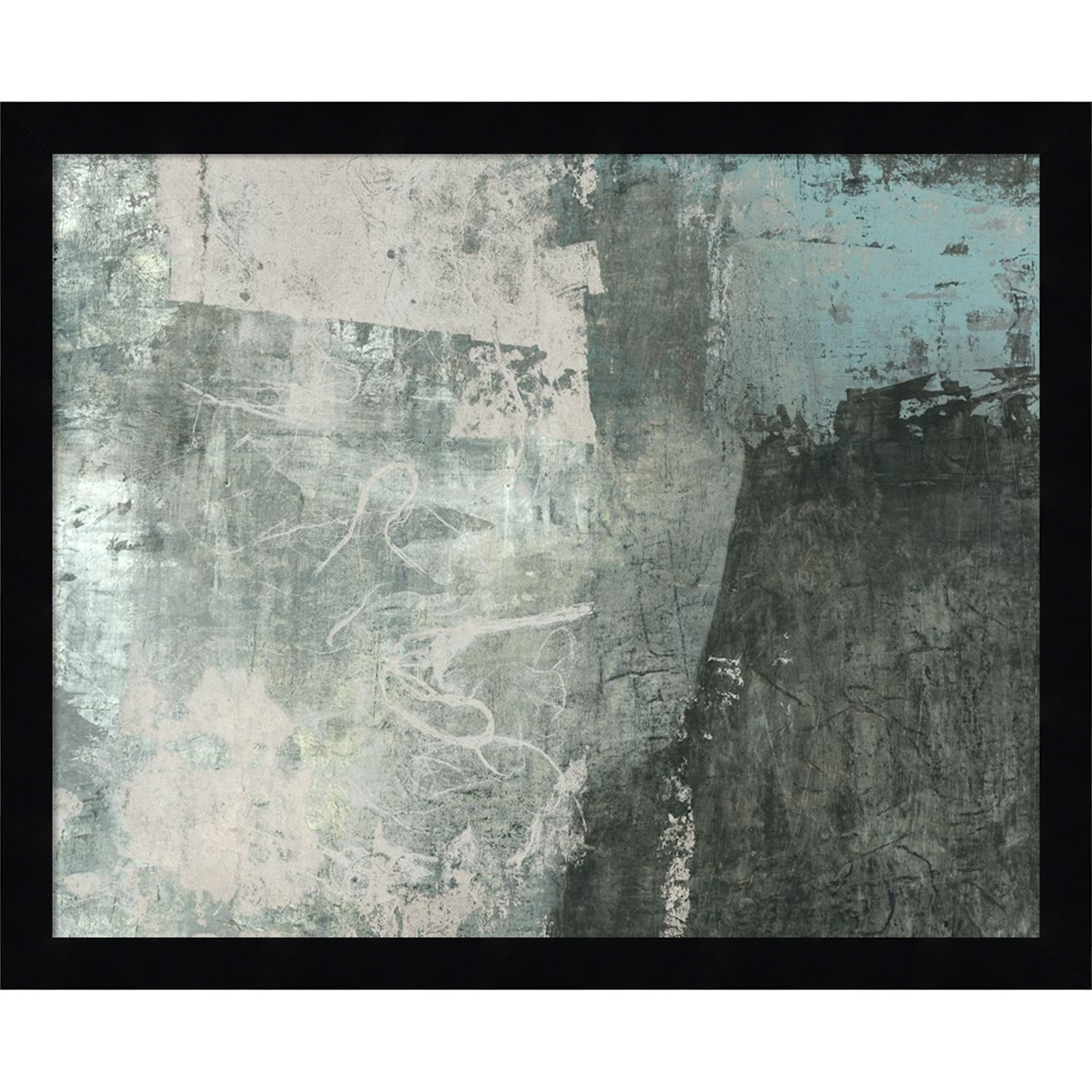 Fresno "Black and Grey and Blue I" Print, 14" H x 17" W, Black