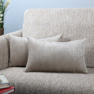 Herringbone Stone Color Jacquard Cushion Cover (Set Of 2) (Set of 2)