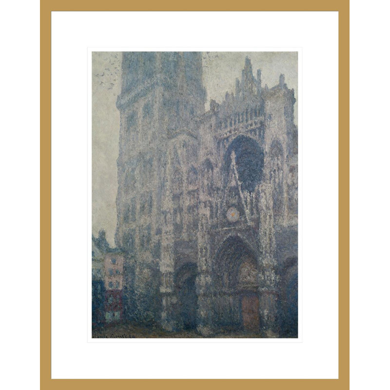 Rouen cathédrale ouest portail gris par Claude Monet, impression giclée encadrée, H 21,75 po x l 17,25 po