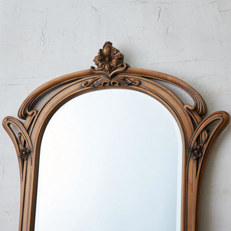 French retro arched carved floor-length mirror