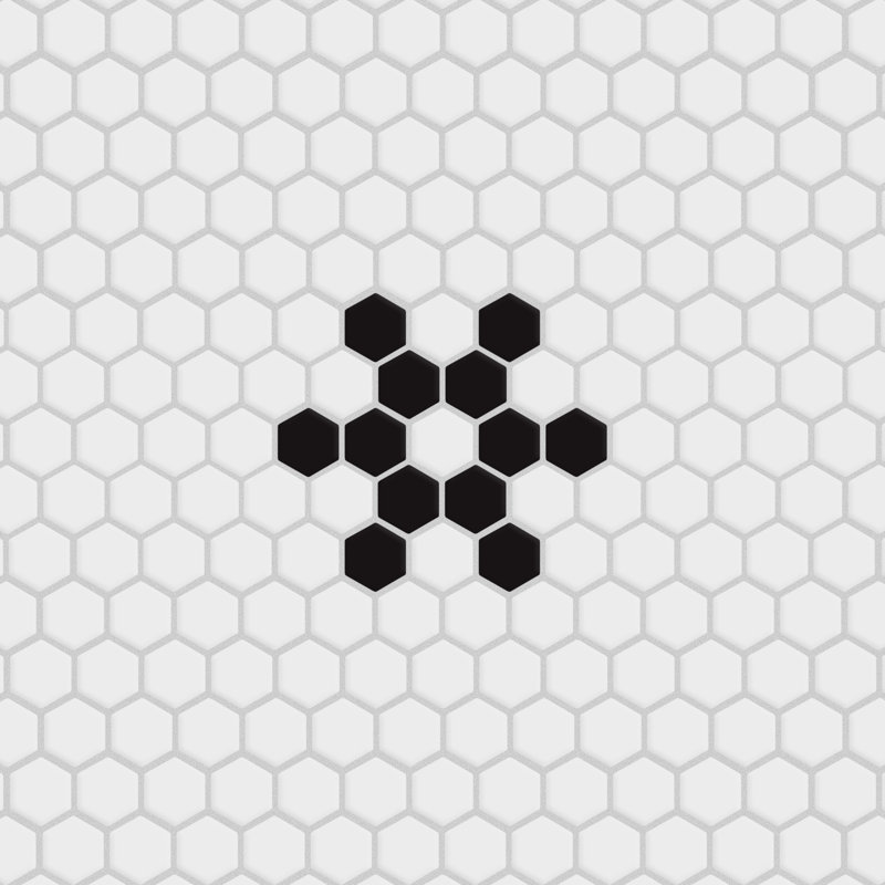 Metro 1" Hex Matte White with Snowflake 10-1/4" x 11-7/8" Porcelain Mosaic Floor and Wall Tile