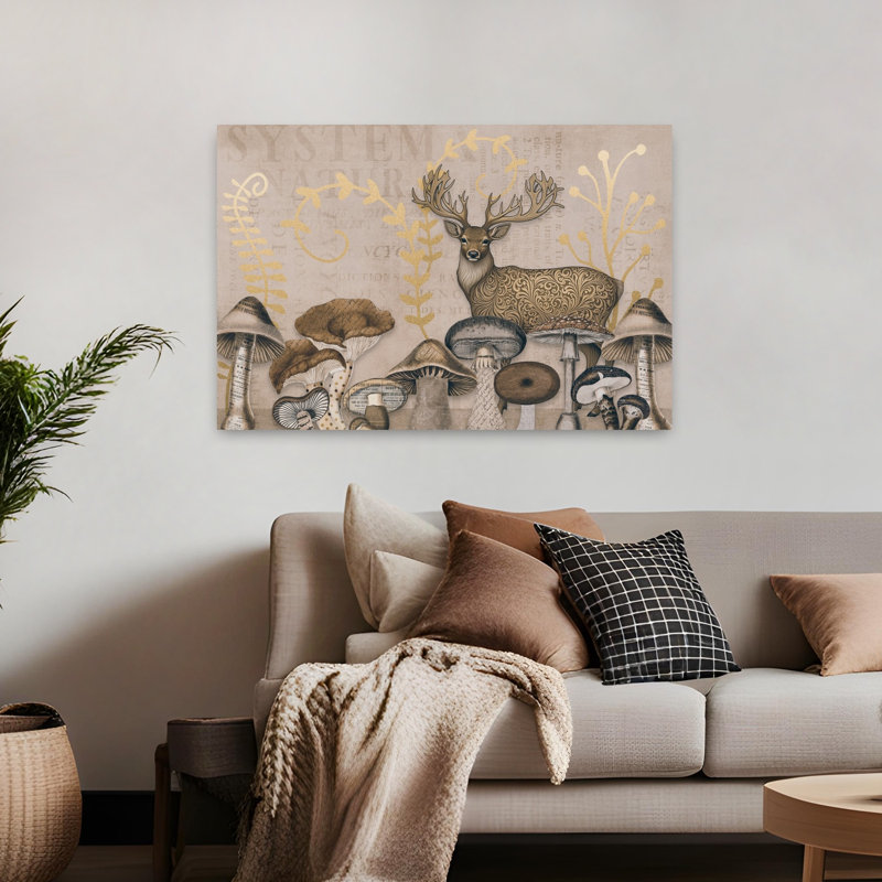 Affiche murale vintage représentant un cerf des bois, élégante et rustique, avec un cerf de la forêt et la nature.