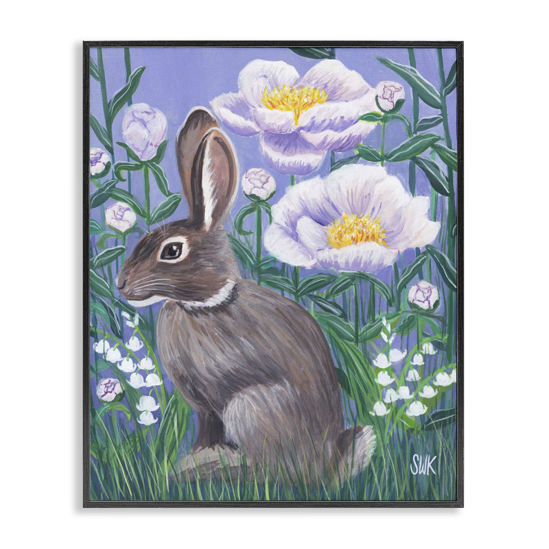 Lapin Cottontail au crépuscule, estampe numérique, design par Sarah Waldron Kimball, H 30 po x l 24 po