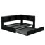 Lit de jour double en métal avec lit gigogne, armoires de rangement et ports USB-353396006