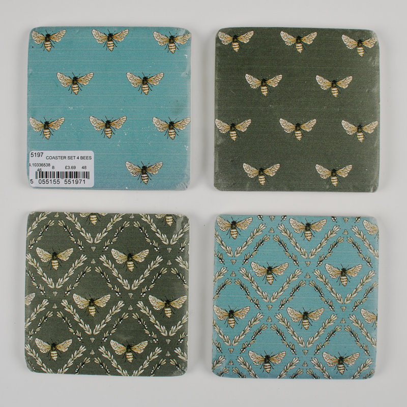 Ceramic Square 4 Piece Coaster Set