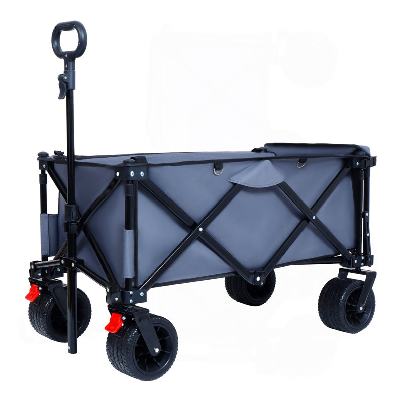 Chariot pliable avec hayon rallongé, chariot de rallonge extra long, chariot de chariot de plage robuste 400 lb avec de grandes roues tout-terrain