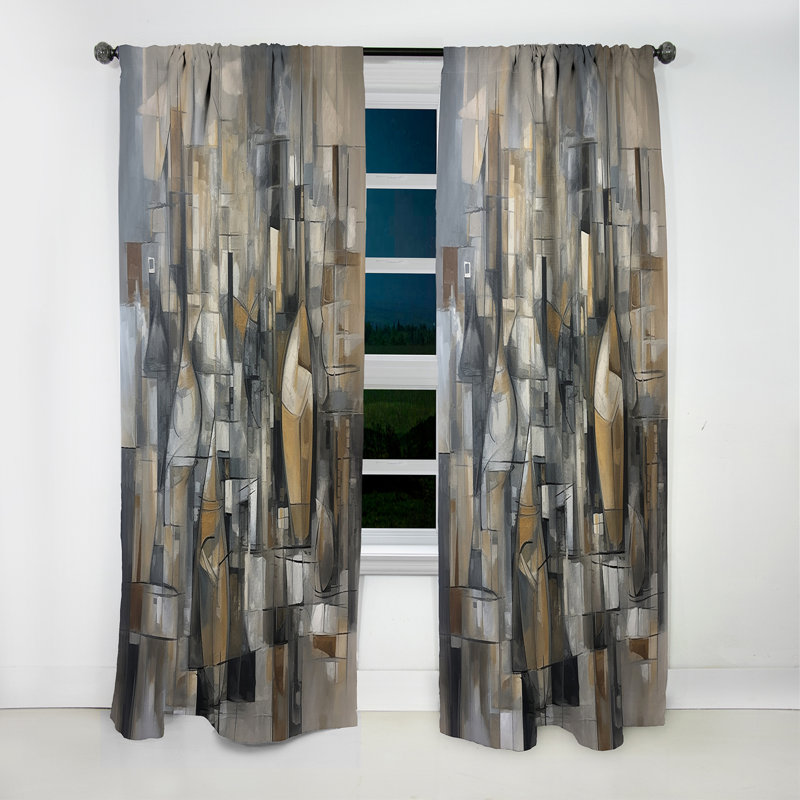 Mid Century Chromatics I - Abstract Midcentury Curtain - Blackout Abstract Curtain - 1 Panels, 52" W x 120" L