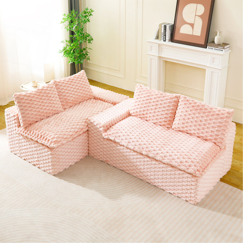 Canapé de luxe luxueux en velours tortue rose - disposable en une rangée, côte à côte ou face à face, mobilier de salon élégant pour une décoration intérieure confortable