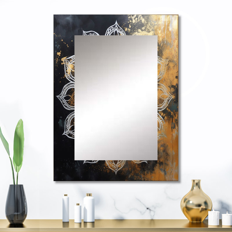 Blanc et or Mandala III - Boho Mandala, 32 po x 24 po