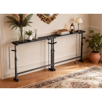 2 Pack 79" Behind Couch Table with Adjustable Height Narrow Console Sofa Table with 2 Power Outlets Long Entryway Table for Hallway Bedroom Living Room Decor Foyer Furniture Rustic Black