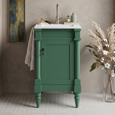 Meuble-lavabo de 18 pouces avec lavabo en céramique et tablette réglable