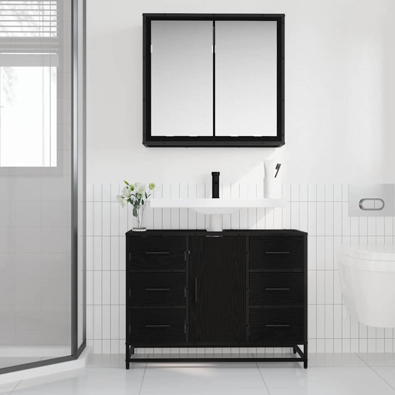 Bathroom Storage Furniture Set, Black Oak