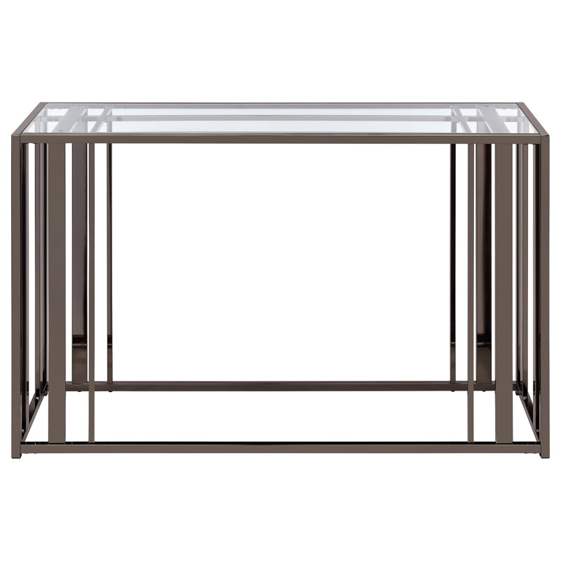 Phillps 47.25'' Glass Top Console Table, Black Nickel