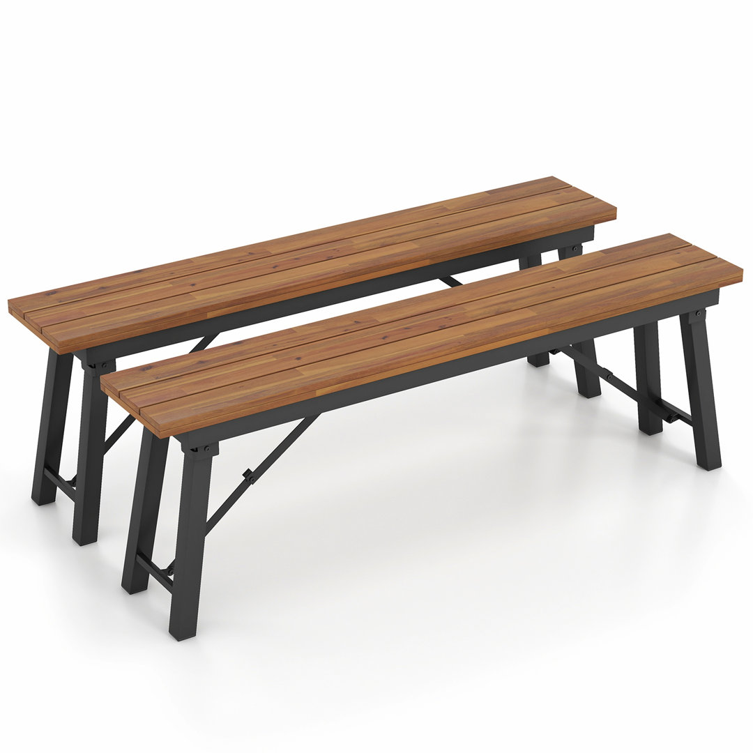 Dederick Metal Outdoor Bench (Set of 2) Millwood Pines