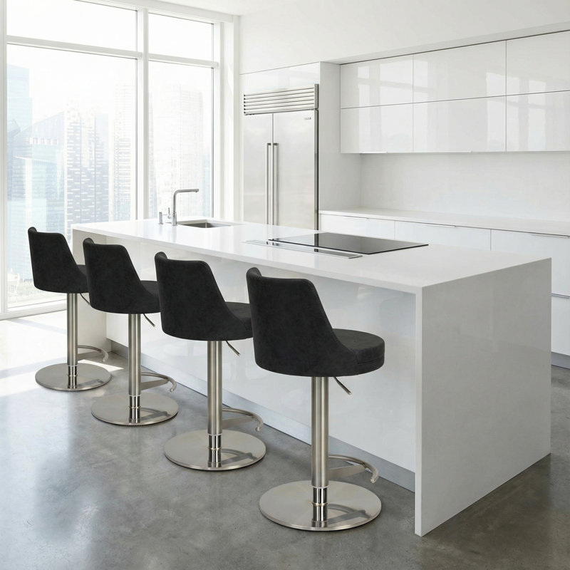 Tabouret de bar pivotant à hauteur ajustable Seneca, Noir