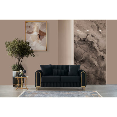 Causeuse convertible en tissu de velours moderne et moderne en bois et fer noir