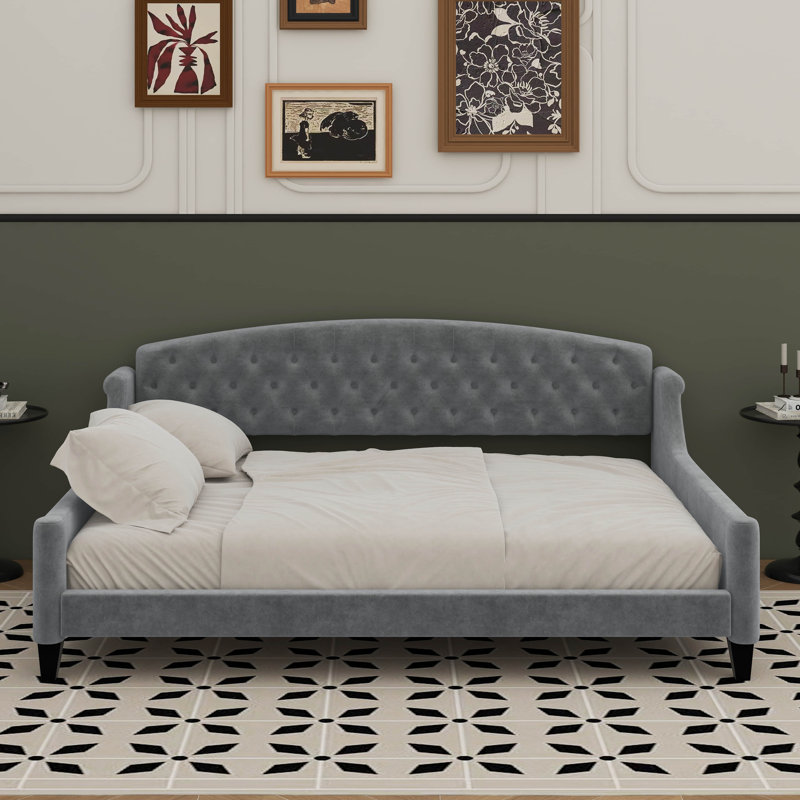 Full Size Modern Luxury Tufted Button Daybed, Gray