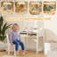 AIYAPLAY Kids Desk and Chair Set for 3-8 Years Old Natural Wood Finish
