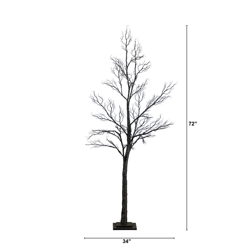 6ft. Pre-Lit Halloween Minimalist Twig Artificial Fall Tree with 320 Orange and Purple LED Lights