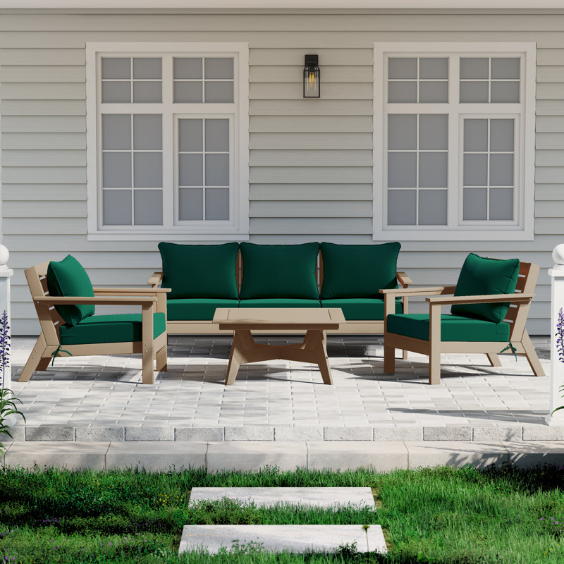 6-Piece Deep Seating Set, Light Brown, Green