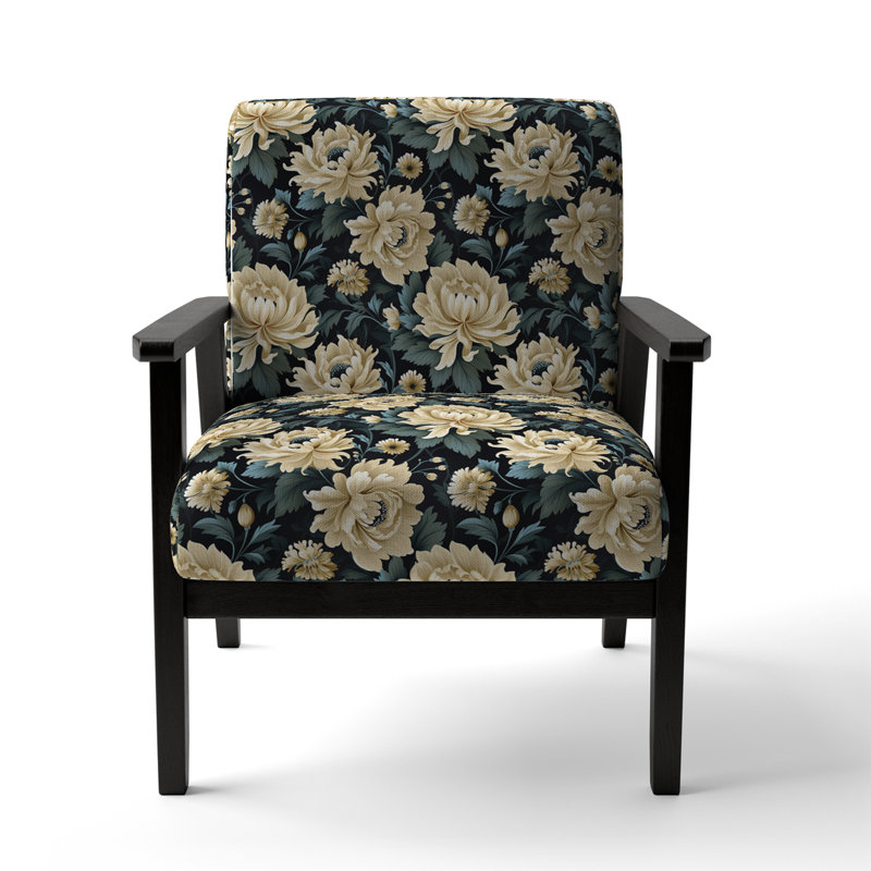 Fauteuil d'apparence éclectique et rembourré en velours Flower Damask Breeze
