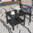19" Square Black Metal Outdoor Side Table, 2-Tier All-Weather Patio End Table-367004501