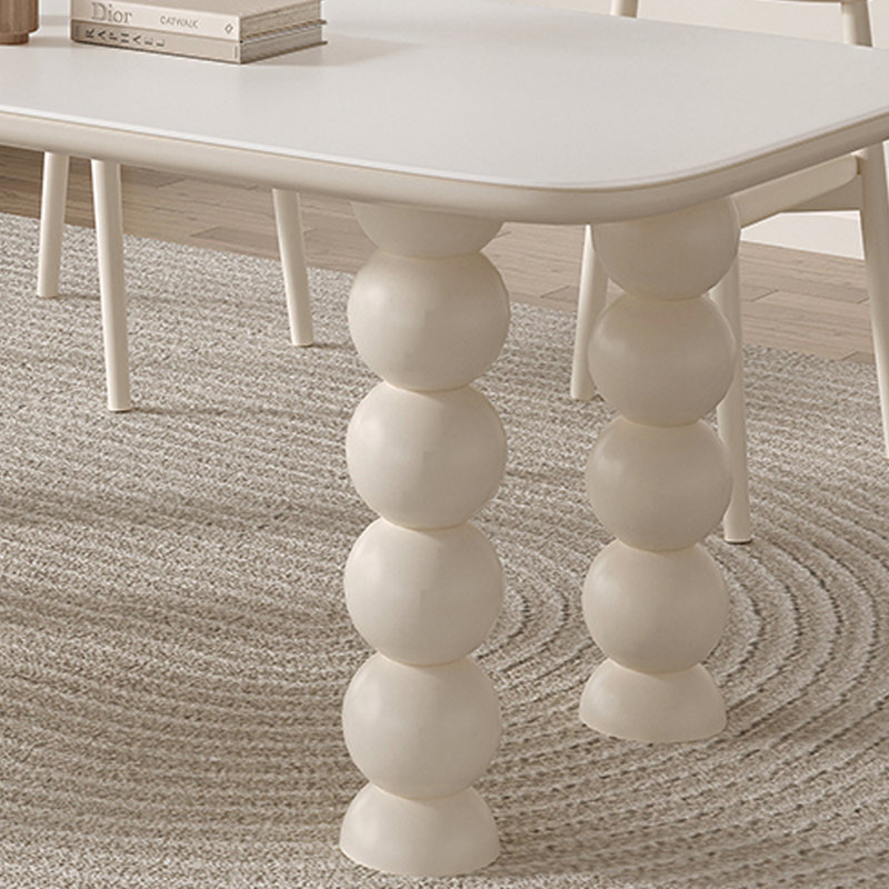 Table de style roche exquise de style crème douce, H 29,52 po x L 62,99 po x l 31,49 po