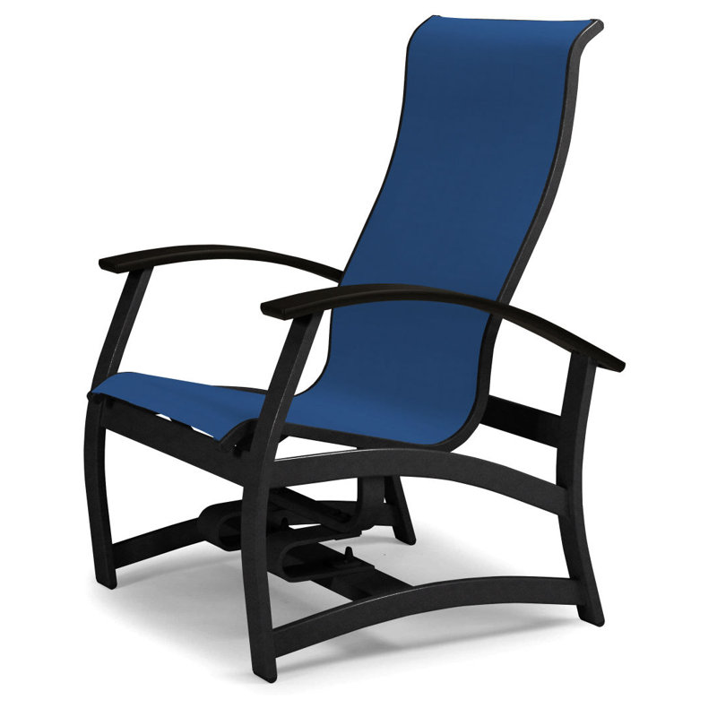 Askar Powder Coated Aluminum Outdoor Lounge Chair, Black P70, Cobalt 35D Sunbrella®, Textured Black
