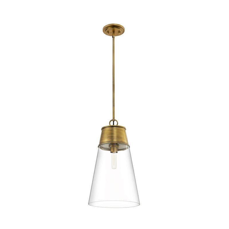 Bertina 1 - Light Single Pendant, Rubbed Brass, 102.5" H x 11.5" W x 11.5" D