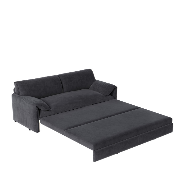 Canapé-lit escamotable, canapé-lit convertible 3 en 1 avec rangement latéral, Gris
