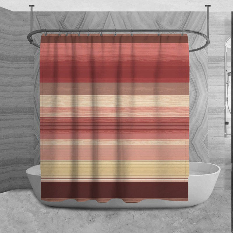 Rideau de douche à rayures Lazor, H 73 po x l 70 po, Brun / rose