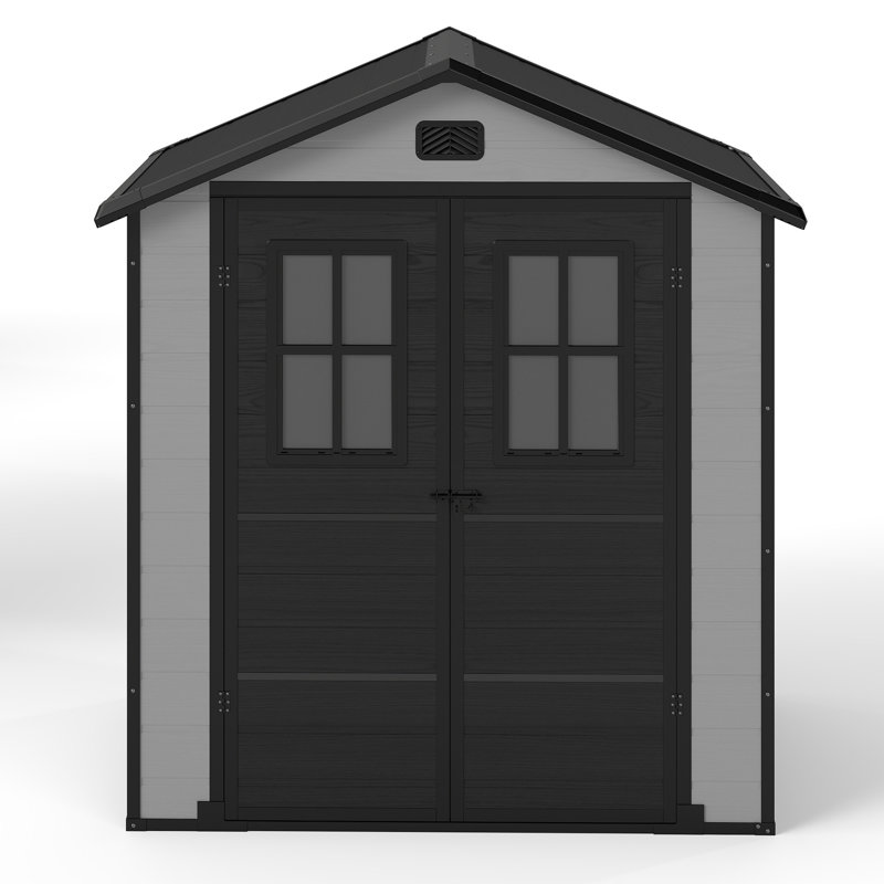Balconera 6x4.4 FT Outdoor Resin Storage Shed, Gray