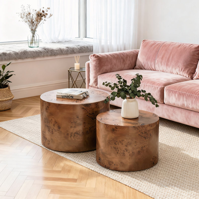 Ensemble de 2 tables basses gigognes, Marron foncé