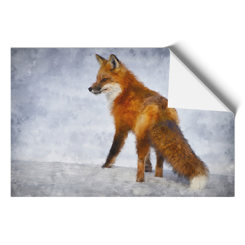 Red Fox in Winter Painting - Wall Art, 21cm H x 30cm W x 0.1cm D, No Frame Paper