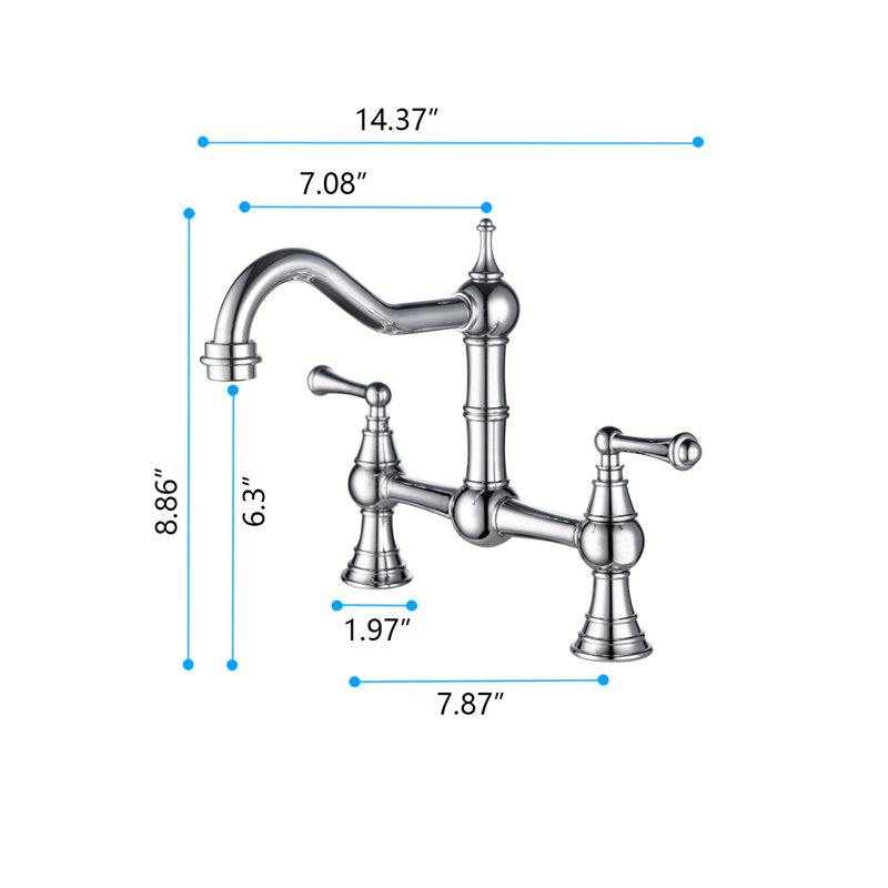 Robinet de pont avec accessoires, Chrome