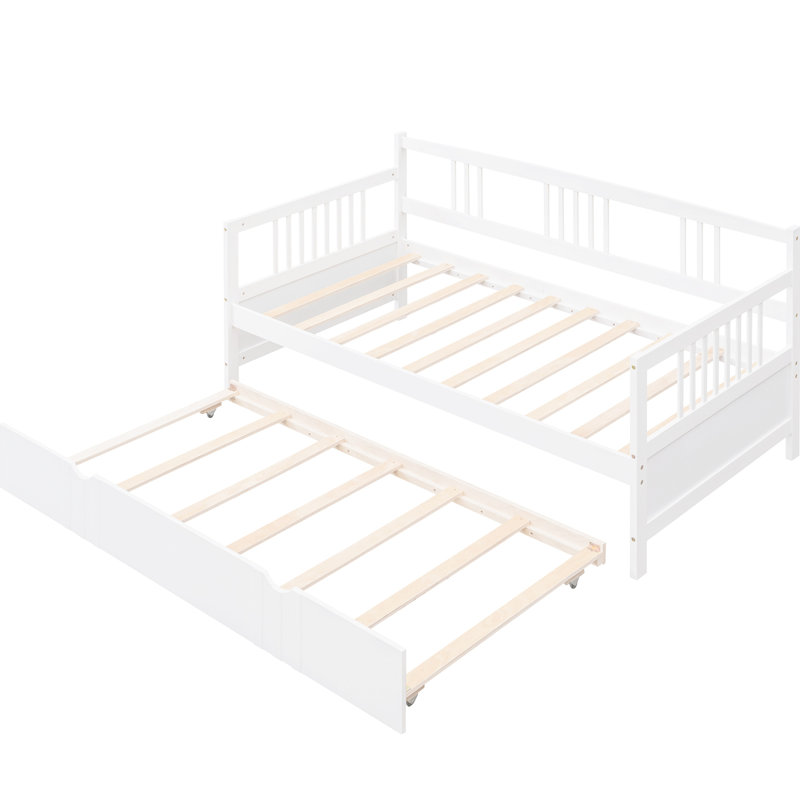 Lit de jour simple avec lit gigogne, construction en bois massif pour lit gigogne blanc Hideaway Space Solution, espaces et besoins variés pour la maison