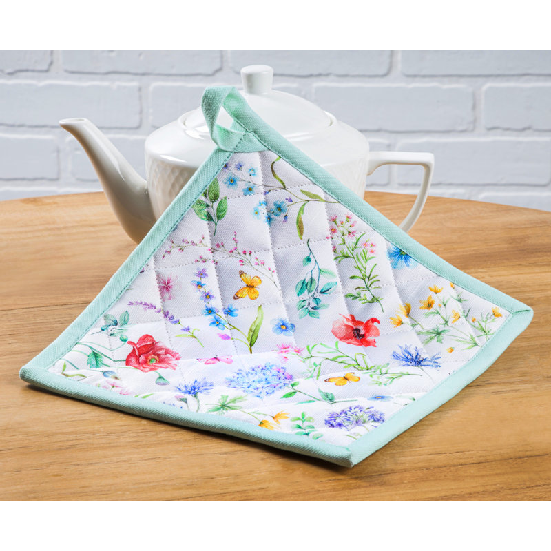 Maison d'Hermine Just Floral, manique et gant de cuisine 100 % coton - 19 x 33 cm et 20 x 20 cm