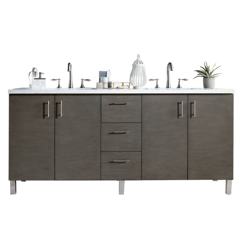 Dodie 72'' W Double Vanity, American Walnut, Eternal Jasmine Pearl