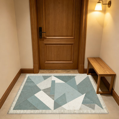 Tapis Sage Vintage Triangle pour le salon, doux et confortable, convient à toutes les saisons, facile à entretenir, tapis de sol intérieur lavable à la machine, sous la table de ferme convenant à la chambre à coucher, à la salle à manger, au bureau, au balcon, au patio de décoration intérieure
