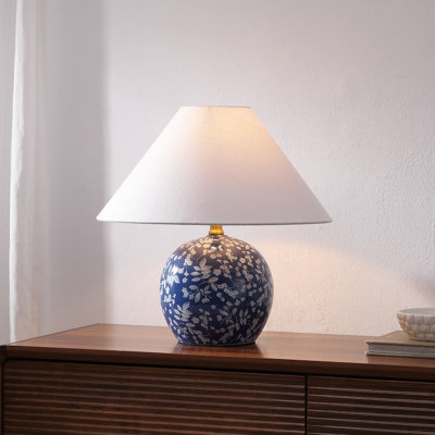Felice 17.25" Modern Cottage Floral Ceramic Globe LED Table Lamp
