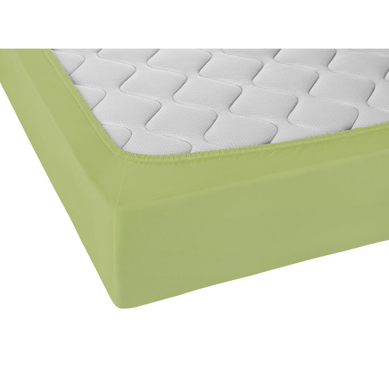 Bellos 100% Cotton Jersey Knit Fitted Sheet, 210 x 200 cm, Pistachio