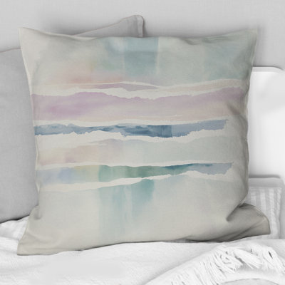 Quietude In Muted Pastel III - Abstract Liquid Ink Printed Throw Pillow